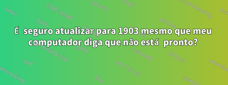 É seguro atualizar para 1903 mesmo que meu computador diga que não está pronto?