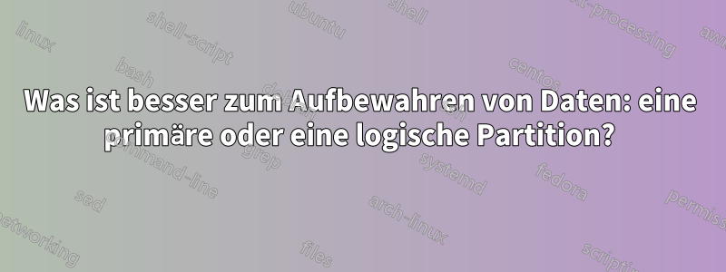 Was ist besser zum Aufbewahren von Daten: eine primäre oder eine logische Partition?