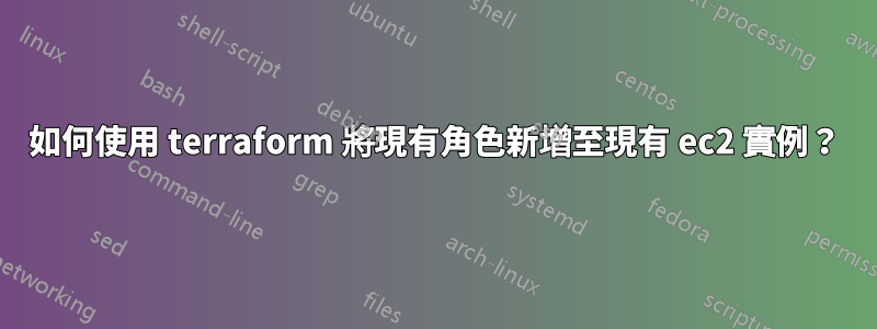 如何使用 terraform 將現有角色新增至現有 ec2 實例？