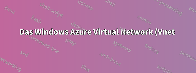 Das Windows Azure Virtual Network (Vnet)-Popup wird nicht mehr angezeigt