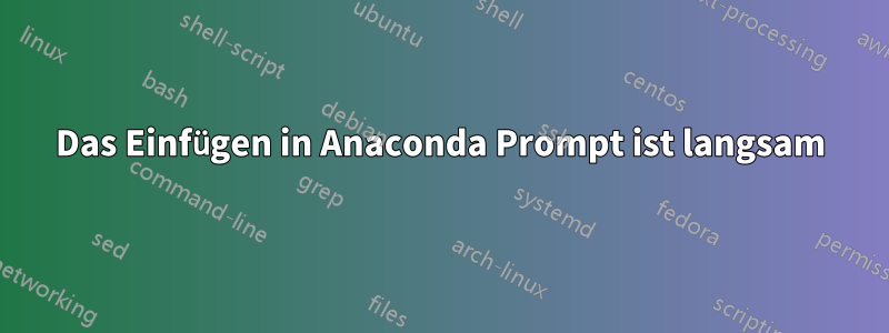 Das Einfügen in Anaconda Prompt ist langsam