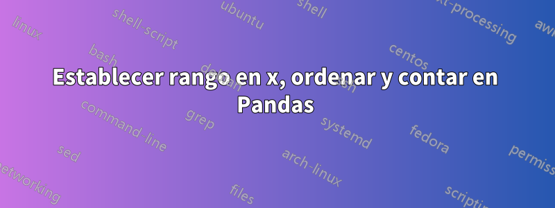 Establecer rango en x, ordenar y contar en Pandas