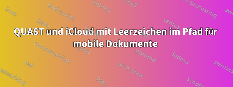 QUAST und iCloud mit Leerzeichen im Pfad für mobile Dokumente