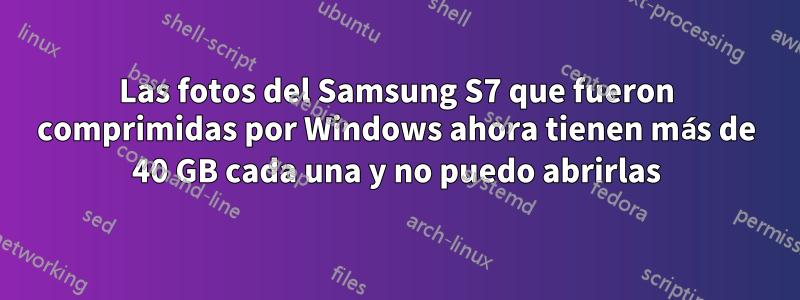 Las fotos del Samsung S7 que fueron comprimidas por Windows ahora tienen más de 40 GB cada una y no puedo abrirlas