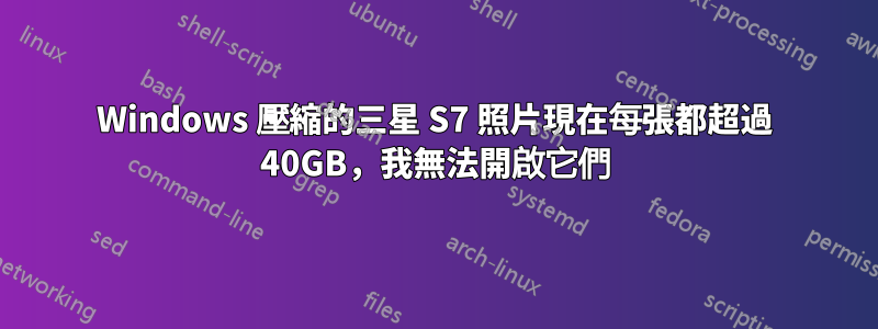 Windows 壓縮的三星 S7 照片現在每張都超過 40GB，我無法開啟它們