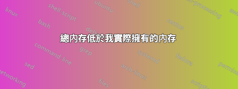 總內存低於我實際擁有的內存