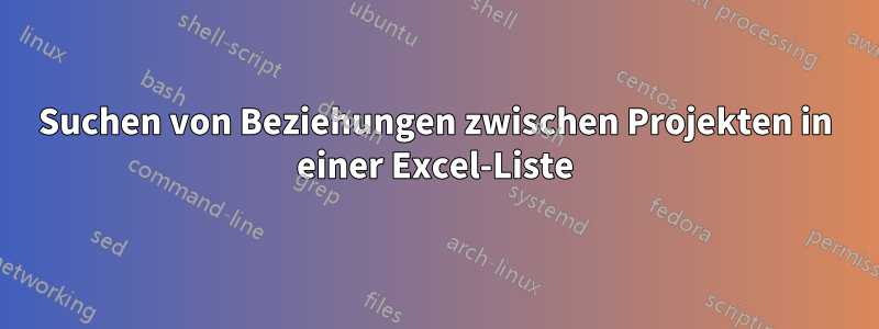 Suchen von Beziehungen zwischen Projekten in einer Excel-Liste