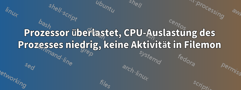 Prozessor überlastet, CPU-Auslastung des Prozesses niedrig, keine Aktivität in Filemon