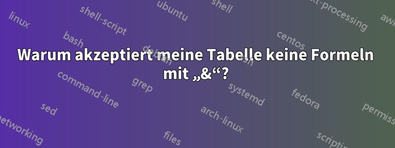 Warum akzeptiert meine Tabelle keine Formeln mit „&“?