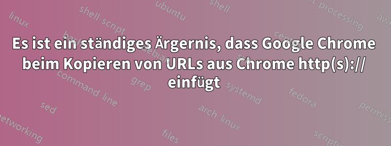 Es ist ein ständiges Ärgernis, dass Google Chrome beim Kopieren von URLs aus Chrome http(s):// einfügt