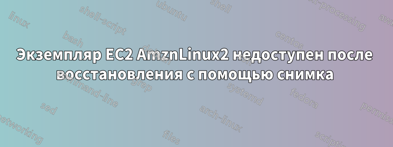 Экземпляр EC2 AmznLinux2 недоступен после восстановления с помощью снимка