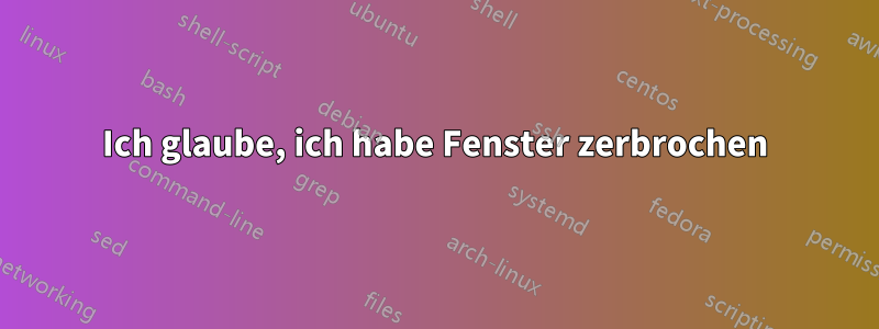 Ich glaube, ich habe Fenster zerbrochen