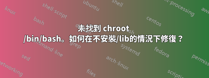 未找到 chroot /bin/bash。如何在不安裝/lib的情況下修復？