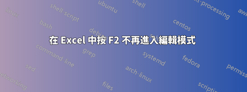 在 Excel 中按 F2 不再進入編輯模式