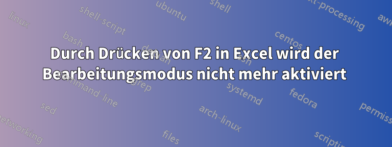 Durch Drücken von F2 in Excel wird der Bearbeitungsmodus nicht mehr aktiviert