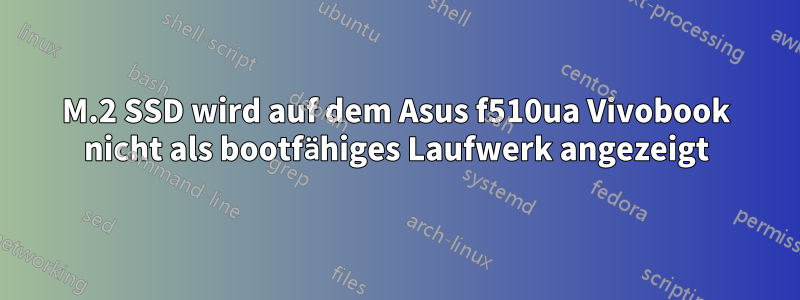 M.2 SSD wird auf dem Asus f510ua Vivobook nicht als bootfähiges Laufwerk angezeigt