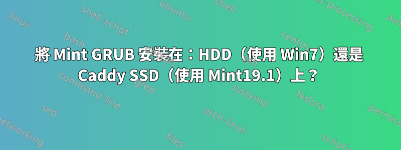 將 Mint GRUB 安裝在：HDD（使用 Win7）還是 Caddy SSD（使用 Mint19.1）上？