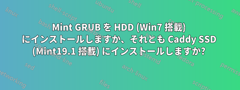 Mint GRUB を HDD (Win7 搭載) にインストールしますか、それとも Caddy SSD (Mint19.1 搭載) にインストールしますか?