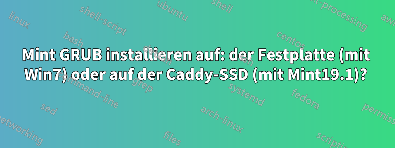 Mint GRUB installieren auf: der Festplatte (mit Win7) oder auf der Caddy-SSD (mit Mint19.1)?