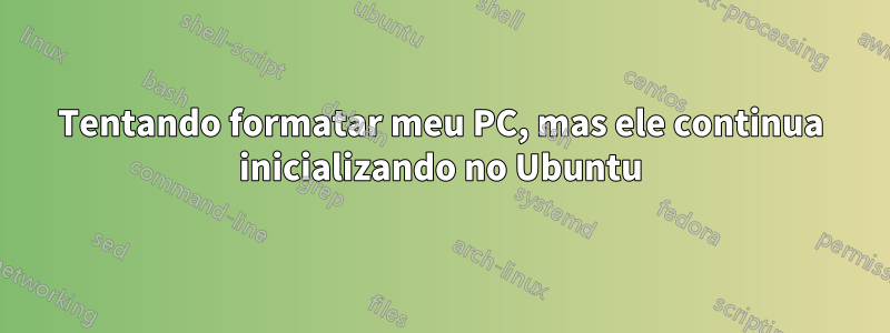 Tentando formatar meu PC, mas ele continua inicializando no Ubuntu