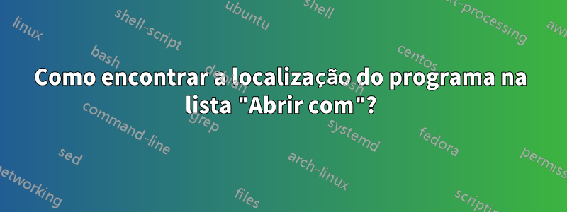 Como encontrar a localização do programa na lista "Abrir com"?