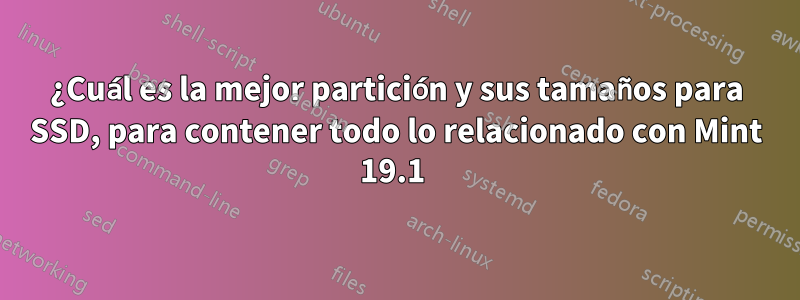 ¿Cuál es la mejor partición y sus tamaños para SSD, para contener todo lo relacionado con Mint 19.1 