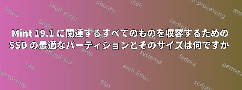 Mint 19.1 に関連するすべてのものを収容するための SSD の最適なパーティションとそのサイズは何ですか 