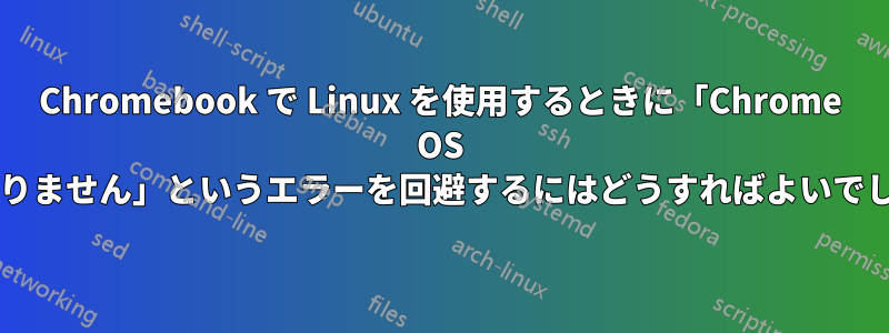 Chromebook で Linux を使用するときに「Chrome OS が見つかりません」というエラーを回避するにはどうすればよいでしょうか?