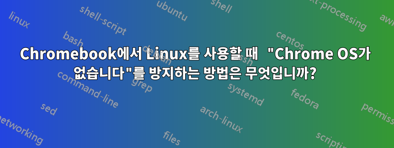 Chromebook에서 Linux를 사용할 때 "Chrome OS가 없습니다"를 방지하는 방법은 무엇입니까?