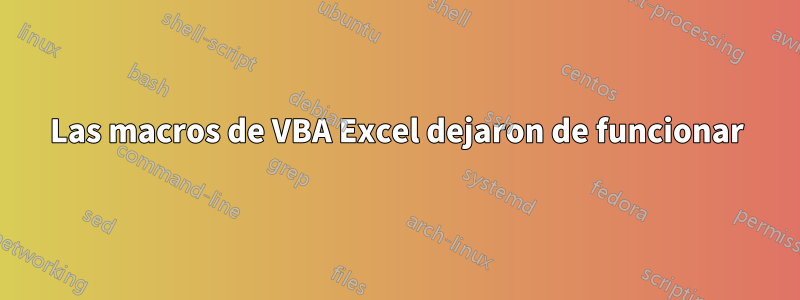 Las macros de VBA Excel dejaron de funcionar