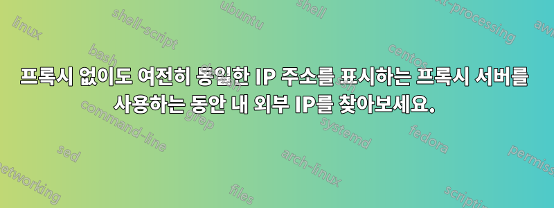 프록시 없이도 여전히 동일한 IP 주소를 표시하는 프록시 서버를 사용하는 동안 내 외부 IP를 찾아보세요.