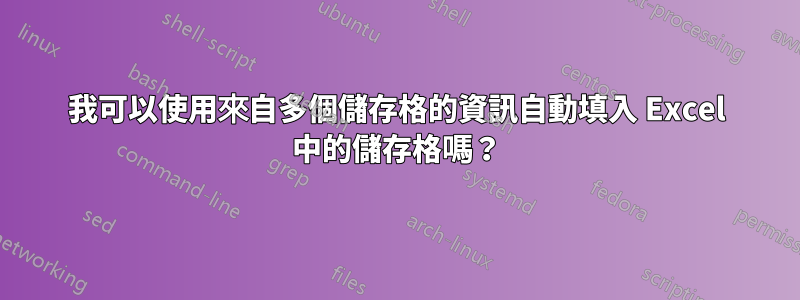 我可以使用來自多個儲存格的資訊自動填入 Excel 中的儲存格嗎？