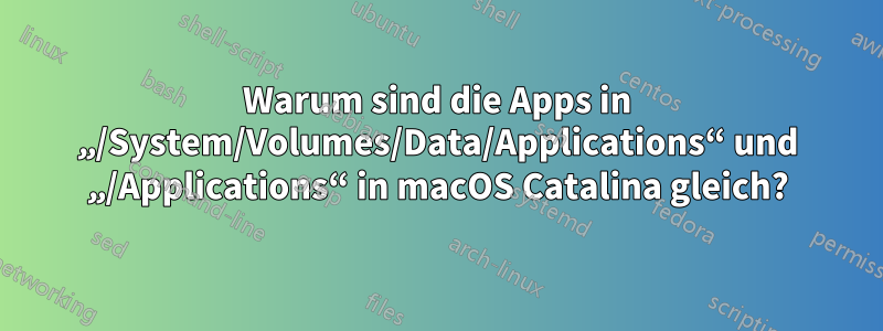 Warum sind die Apps in „/System/Volumes/Data/Applications“ und „/Applications“ in macOS Catalina gleich?