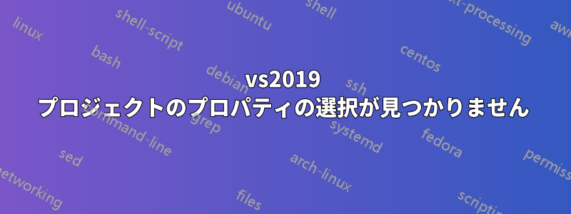 vs2019 プロジェクトのプロパティの選択が見つかりません