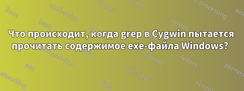 Что происходит, когда grep в Cygwin пытается прочитать содержимое exe-файла Windows? 