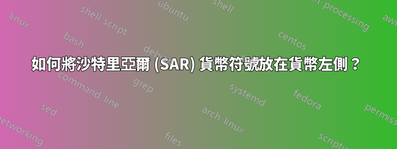 如何將沙特里亞爾 (SAR) 貨幣符號放在貨幣左側？