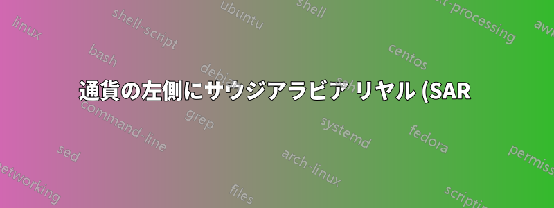 通貨の左側にサウジアラビア リヤル (SAR) 通貨記号を入力するにはどうすればいいですか?