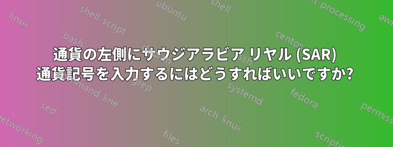 通貨の左側にサウジアラビア リヤル (SAR) 通貨記号を入力するにはどうすればいいですか?