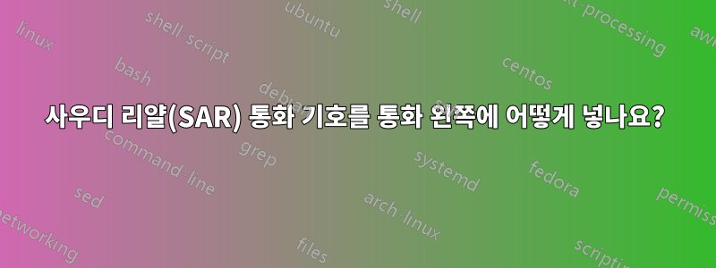 사우디 리얄(SAR) 통화 기호를 통화 왼쪽에 어떻게 넣나요?