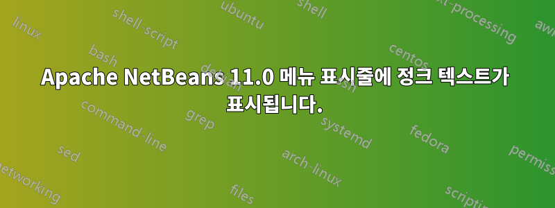 Apache NetBeans 11.0 메뉴 표시줄에 정크 텍스트가 표시됩니다.