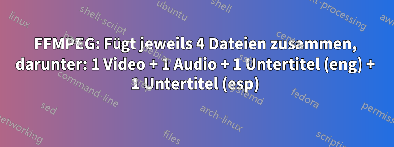 FFMPEG: Fügt jeweils 4 Dateien zusammen, darunter: 1 Video + 1 Audio + 1 Untertitel (eng) + 1 Untertitel (esp)