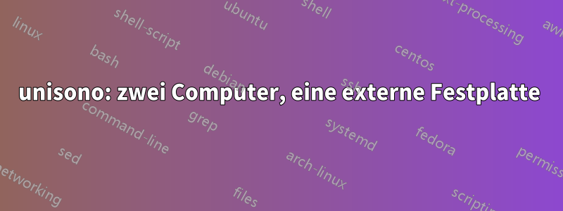 unisono: zwei Computer, eine externe Festplatte