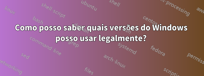 Como posso saber quais versões do Windows posso usar legalmente?