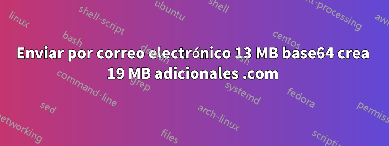 Enviar por correo electrónico 13 MB base64 crea 19 MB adicionales .com