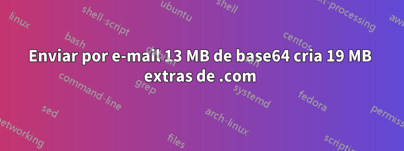 Enviar por e-mail 13 MB de base64 cria 19 MB extras de .com