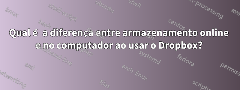 Qual é a diferença entre armazenamento online e no computador ao usar o Dropbox?