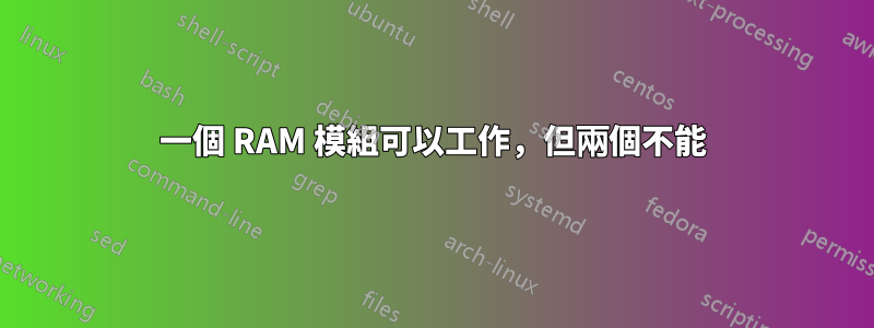 一個 RAM 模組可以工作，但兩個不能