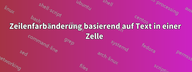 Zeilenfarbänderung basierend auf Text in einer Zelle 