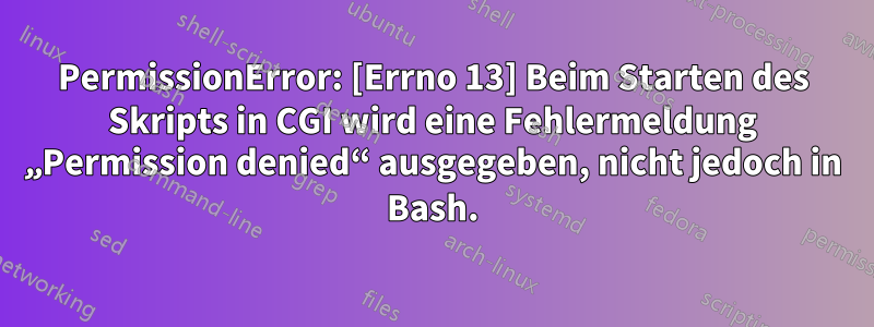 PermissionError: [Errno 13] Beim Starten des Skripts in CGI wird eine Fehlermeldung „Permission denied“ ausgegeben, nicht jedoch in Bash.