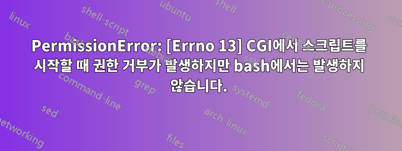 PermissionError: [Errno 13] CGI에서 스크립트를 시작할 때 권한 거부가 발생하지만 bash에서는 발생하지 않습니다.